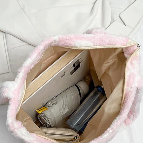 Bolso corazón peludo tote para mujer miniatura 4
