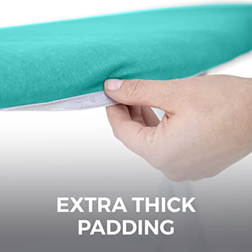 HOME GENIE Ironing Board Cover, Extra Thick Padding, Scorch Resistant Silicone Coating, 15x54 Elastic Edge Heavy Duty Iron Pad Covers Standard Boards, Hook and Loop Fastener Strap, Turquoise - Thumbnail 6