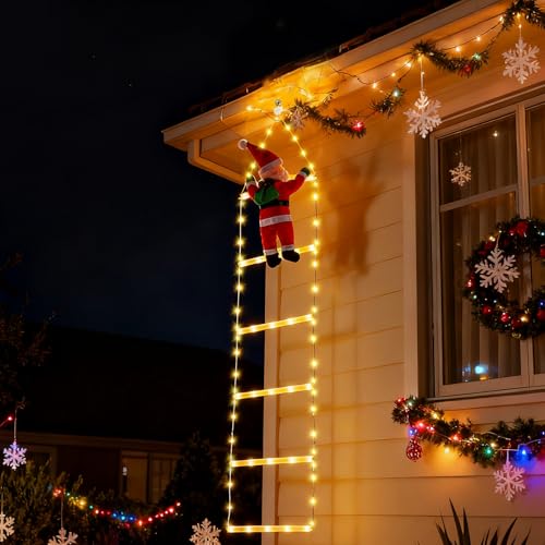 Qoosea LED Weihnachtsmann Leiter Lichterkette, 1.2m...