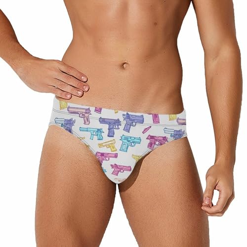 Colorful Guns Novelty Men's Swimming Brief Swimwear Pants Trunks Beach Shorts Underwear