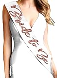 Bride Sash Rose Gold - Bridal Grade Satin Glam Rose Gold Bride to Be Sash - Bachelorette Party Sash - White Sash(GlmB2B RG) Wht