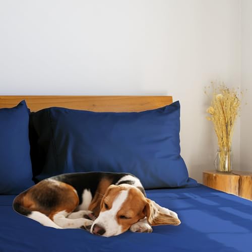 LuxClub Fitted Sheet Double Bedding with 40cm Depth, Extra Deep Soft Microfiber Fabric, Ease Care, Soft & Comfortable, Fade Resistant - Navy, Double - Image 4