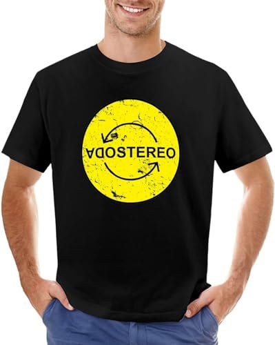 YOKIHI Soda Stereo Vintage T-skjorta Grafisk T-skjorta Vintage Kläder Enfärgad T-Shirt Enfärgad Vit T-skjorta Män, Svart, XL
