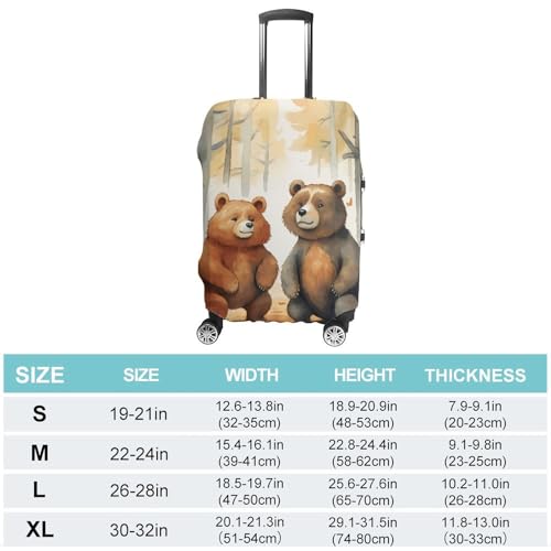Bear in Woods Luggage Cover Tsa Approved Suitcase Covers for Luggage Elastic Washable Suit Case Covers Anti-Scratch Travel Luggages Sleeve Suitcase Protector Fits 19-30 Inch Case(S)2