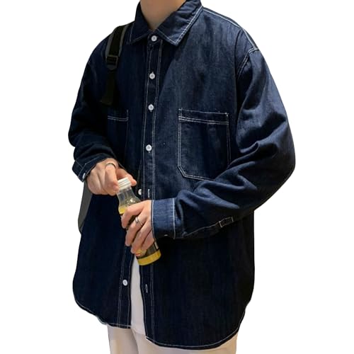Chemise en jean décontractée pour homme à manches longues et coupe régulière