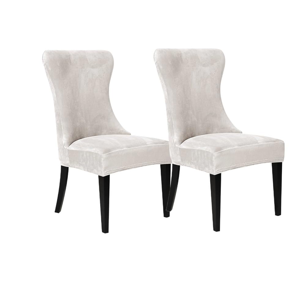 LUCOJET Wingback Chair Covers, Velvet Stretch Tufted Wingback Chair Cover Slipcover, Reusable Protector Arm Dining Chairfor Dining Room Banquet Home