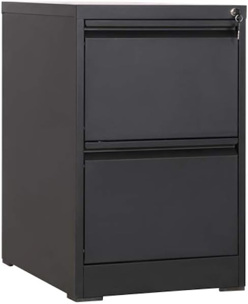 MMT Furniture Designs Ltd Steel 2 Drawer Filing Cabinet, Black, 730mm Tall