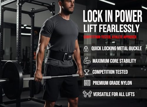 IBRO Quick Locking Premium Weight Lifting Belt - Back Support for Powerlifting, Cross Training & Gym Bodybuilding - 4 Inch Nylon Men and Women with Metal Buckle for Core Stability Khaki S - Thumbnail 4