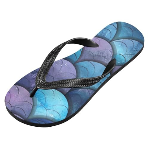 Blue Purple Mermaid Scale Beach Summer Casual Flip Flop Sandals Non-Slip Quick Dry for Women Men 214B3368