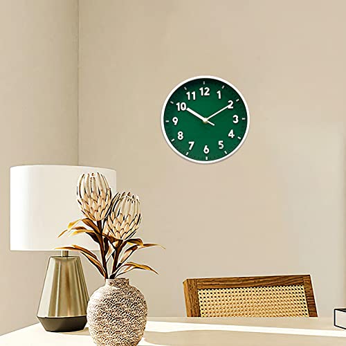 Andstar 8 Inch Round Wall Clock With 3D Arabic Numerals Eco-Friendly Silent Non Ticking Easy To Read Wall Clock For Office Kitchen Bedroom Classrooms Living Room(Dark Green) #TOP5