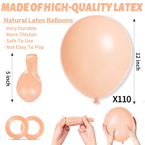 110pcs Pastel Orange Balloon 12 Inch, Pastel Orange Latex Balloons for Birthday Party Baby Shower Wedding(with 2 Ribbons). by KUULBELA - Used condition - Image 3