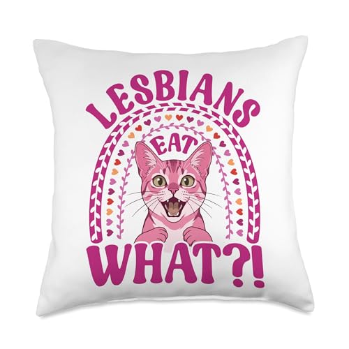 Lesbians Eat What Funny Shocked Singapura Cat Pride Meme Throw Pillow