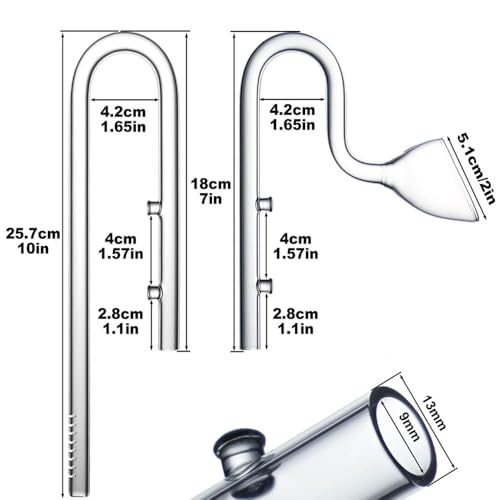 Image of LINLAN 13mm Glass Lily Pipe, Inflow and Outflow, Fits 1 /2 inch ID Filter Hose, for Aquarium Planted Tank