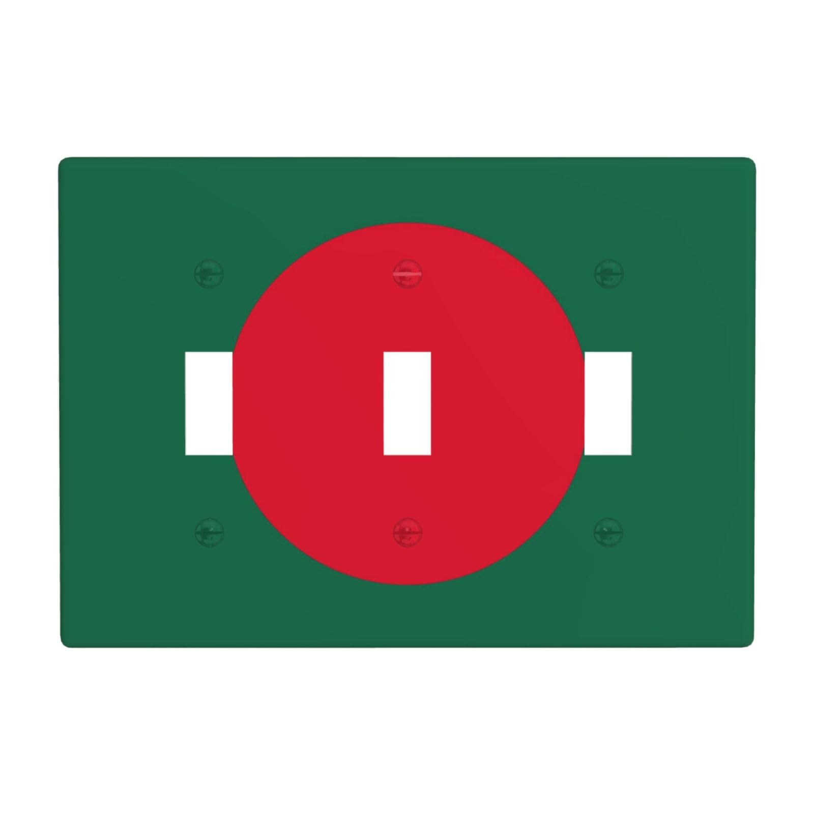 Flag of Bangladesh 3 Gang Switch Plate Cover-Unbreakable Polycarbonate Wall Plate, Heat Resistant Toggle Switch Decor for Home