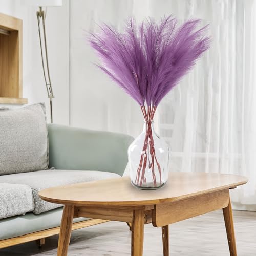 Acfruits 12 Pcs Lavender Purple Faux Pampas Grass Decor 38"/3.1FT Tall Fake Pompas Floral Large Artificial Pompous Grass Branches Plants for Floor Vase Filler Home Boho Decoration — view 6