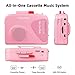 Cassette Player Tape Recorders AM/FM Radio, Portable Tape Player Records Built in Speakers Manual Record - 2AA Battery Or DC 5V Supply with 3.5MM Earphone- Pink