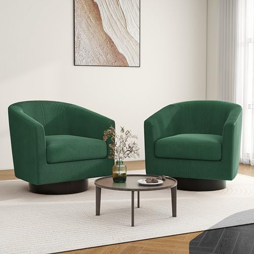 Comfy Dark Green Swivel Accent Chairs Set