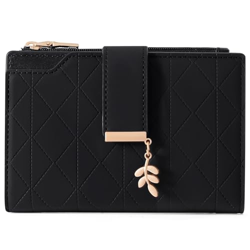 Image of SENDEFN Small Purses for Women Leather Ladies RFID Blocking Card Holder Zipper Wallet Card Case with ID Window