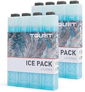 TOURIT Ice Packs for Coolers Reusable Long Lasting Freezer Packs for Lunch Bags/Boxes, Cooler Backpack, Camping, Beach, Picnics, Fishing and More