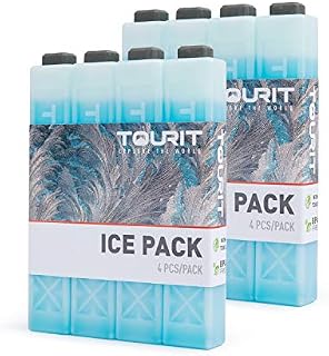TOURIT Ice Packs for Coolers Reusable Long Lasting Freezer Packs for Lunch Bags/Boxes