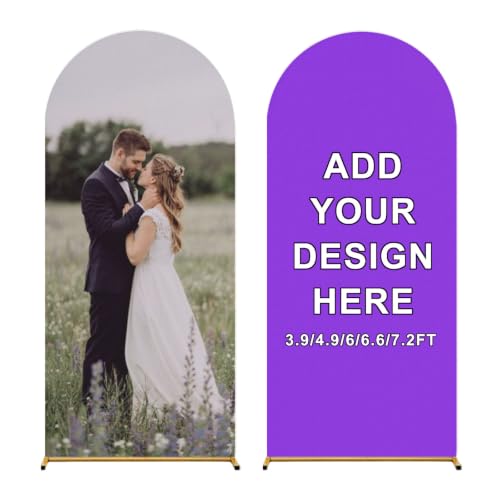 UNJOOES Custom Arch Covers Stretchy Backdrop Personalized Photo Print Customized Backdrop Cover with Image Text for Wedding Birthday Christmas Graduation Party Decor, Blue-Violet 4.9 ft