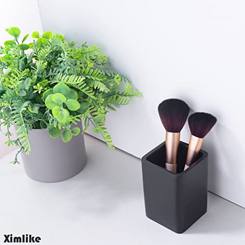 Ximlike Matte Black Tumbler Cup For Bathroom, Toothbrush Holder For Vanity Countertop Makeup Brushes Holder Pen Container Organizer Resin #TOP2