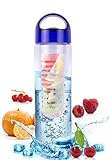 Fruit Infuser Sports Water Bottle 25oz - BPA Free - including ice ball molds