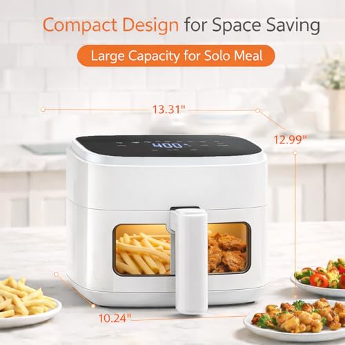 Image of Simple Deluxe 8-in-1 Air Fryer 4 Qt, Digital Preset Airfryer with Visible Window, Nonstick and Dishwasher-Safe Basket for Chips, Bake, Wings, 60-Min Timer, 1500W, White