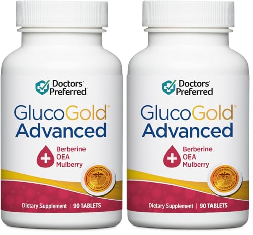 DOCTORS' PREFERRED GlucoGold Advanced | 1000mg Berberine with Cinnamon and Chromium | 90 Tablets (Pack of 2)