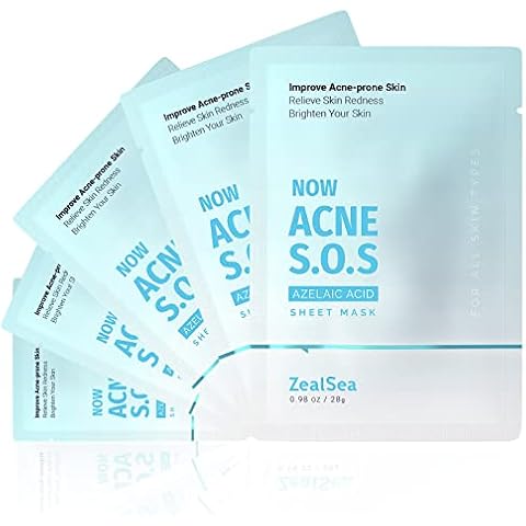 ZealSea Azalea Acid Sheet Mask of Acne Relief, Calm Moisturizing Face Mask Skin Care, Blemish Control Acne Face Mask Centella Cotton Cloth Repair Skin, Soothe Redness Glowing New Skin (acne mask 5) Cover