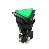 Uxcell Panel Mounted SPDT Indicator Momentary Game Triangle Push Button, Green