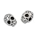 Fine Silver Plated Pewter Skull With Roses Beads 10mm (2)