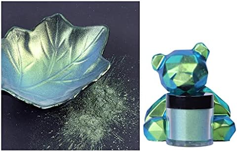 Gergxi Chameleon Powders, Chameleon-Powder Color Shift Mica Powder for Epoxy Resin Pearl Pigment Powder for Painting Soap Making Slime Multi Color,Blue-green-gold, Bottle30x32mm/1.18x1.25in