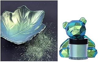 Gergxi Chameleon Powders, Chameleon-Powder Color Shift Mica Powder for Epoxy Resin Pearl Pigment Powder for Painting Soap Making Slime Multi Color,Blue-green-gold, Bottle30x32mm/1.18x1.25in