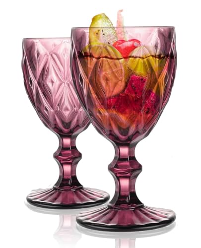 Image of Premium Pink Wine Glasses 350ml, Set of 2 Long Wine, Burgundy Clear Glasses with Stem for Wedding Anniversary, Birthday, Gift (RKT-08, Set of 2)