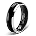 6mm Titanium Rings for Men Women Black Dome Two Tone Polish Wedding Band
