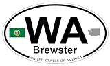 US Decal, Inc. Brewster, Washington Oval Sticker with State Flag