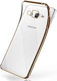 MoEx Funda de Silicona Transparente de Estilo Cromado Compatible con Samsung Galaxy Grand Prime | doré