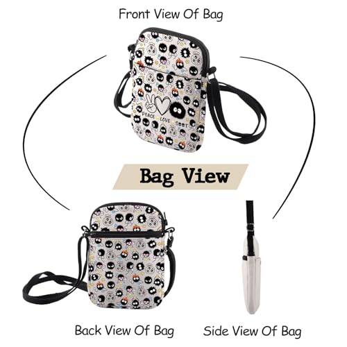 MNIGIU Anime Lover Gift Kawaii Soot Crossbody Bag Sprite Anime Gift Peace Love Soot Adjustable Shoulder Bag4
