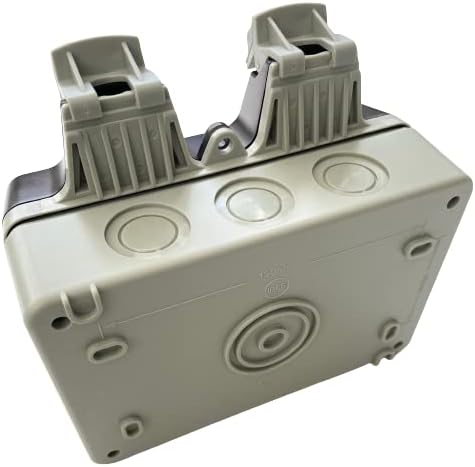 Weatherproof Outdoor Socket Waterproof Double Socket IP66 Switched Wall Electrical Outlet 13Amp 2 Gang Power Socket,Garden Outside Plug Sockets Cover Box with GLAND