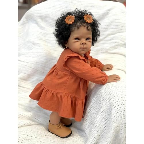 Muñeca reborn negra realista Anano con cuerpo de vinilo miniatura 3