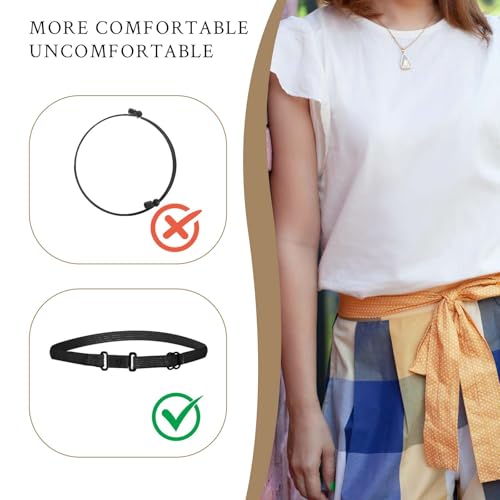 4 bandas elásticas ajustables para camisas, bandas para camisas de mujer, bandas de corte para camisas, Blanco/Negro, Talla única