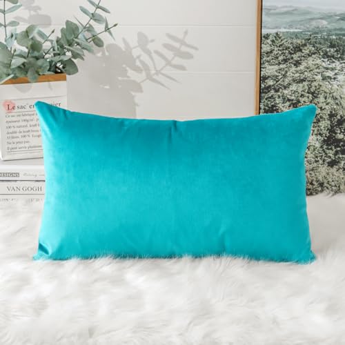 Miniatura 3 de Artscope Fundas De Cojines De Terciopelo Decorativas Cuadradas Color Solido 30x50cm Para Decoración Del Hogar Sofá Dormitorio Coche Turquesa