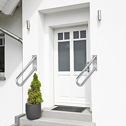 Handrails For Outdoor Steps, 1-3 Steps Stair Railings For Outdoor Stair, Stainless Steel Safety Grab Bar For Stairs, Suitable For Indoor Or Outdoor Concrete Steps Or Wooden Stairs （20" Length, Sliver） #TOP3