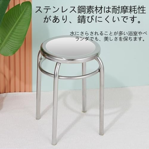 Wunnicxステンレス製の丸いスツール家庭用積み重ね可能なダイニングルームの食堂金属製の4本足の小さな丸い (2個) [3]