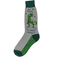 Foot Traffic Novelty Men's Socks, T-Rex Dino Socks, Shoe Size 7-12, One Pair.