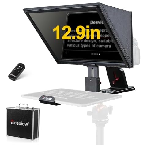 Desview T12S Teleprompter 12.9 inch Metal Teleprompter High Display Glass Compatible with Smartphone Tablet ipad Camera Easy Assembly Carry Case Included Great Partner for Video Making Cover