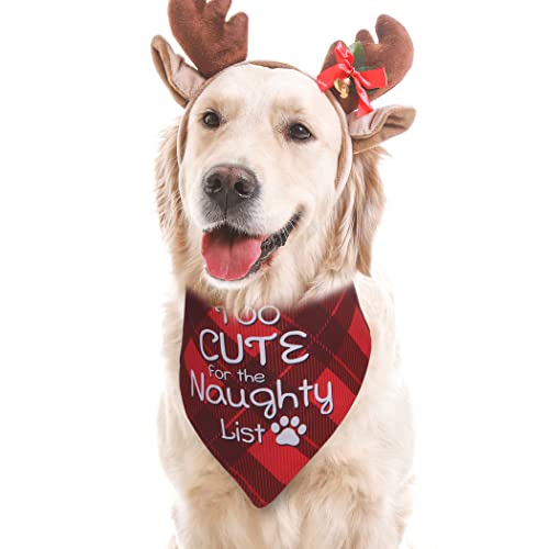 Earus Christmas Dog Bandanas Funny, Dog Christmas Scarf 2 Packs, Pets Festive Plaid Décor for Extra Large Dogs by Earus - Image 2