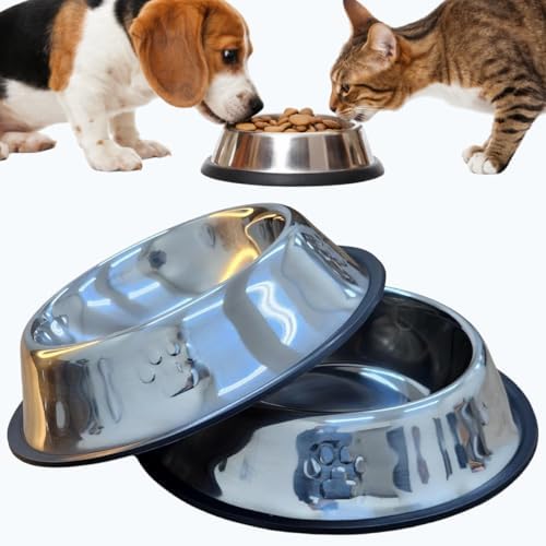 Kit 2 Potes Comedouro e Bebedouro Em Inox Anti Derrapante Tigela ...
