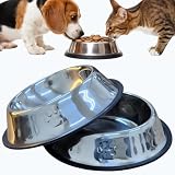 Kit 2 Potes Comedouro e Bebedouro Em Inox Anti Derrapante Tigela Ração Água de Porte Pequeno médio e Grande Cachorro Gato Tamanho P-150ml M-250ml G-500ml GG-800ml